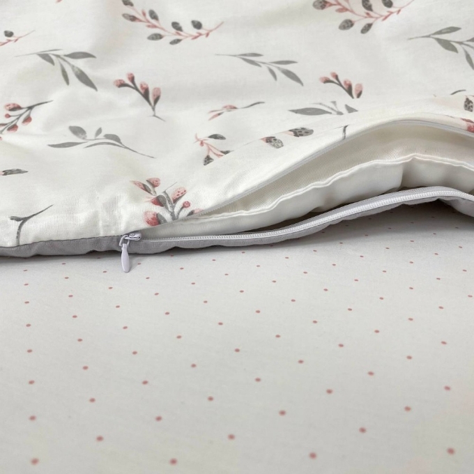 Set lenjerie de schimb pentru patut bebe 3 piese Crengute gri (5)